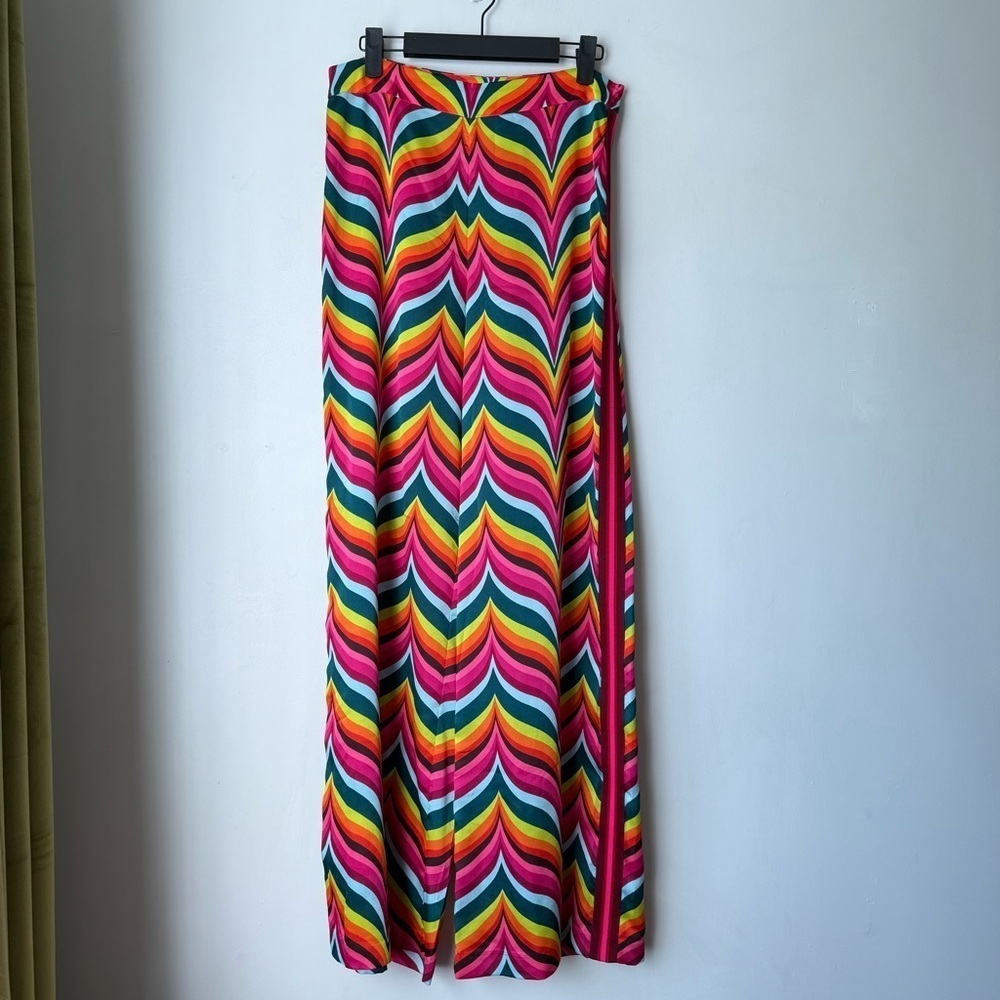 Trina Turk Spring Street Colorful Patterned High Rise Wide Leg Pants 4 - Picture 7 of 9